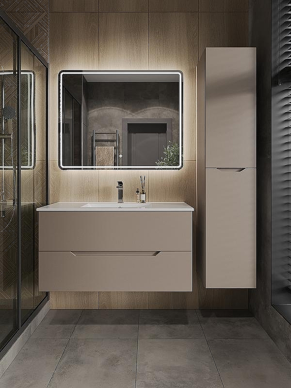 Тумба с раковиной Orange Line 100 Li-100TuL+Ra подвесная Латте матовый, купить, цена, заказать, магазин, доставка, скидка, промокод, купить, цена, заказать, магазин, доставка, скидка, промокод