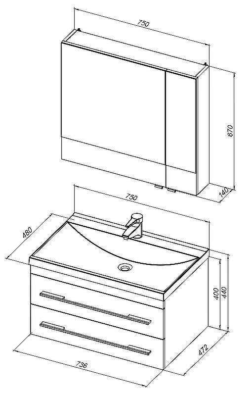 Комплект мебели для ванной Aquanet Нота 75 287701 подвесной Белый, купить, цена, заказать, магазин, доставка, скидка, промокод, купить, цена, заказать, магазин, доставка, скидка, промокод
