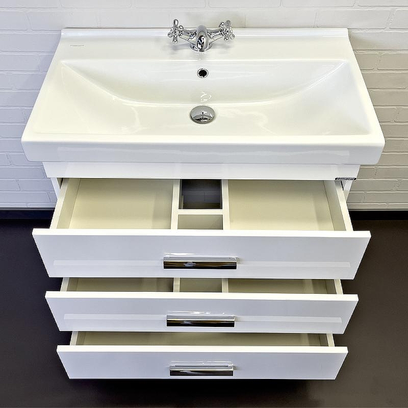 Тумба с раковиной Comforty Никосия 80Н 00-00011162 Белая глянцевая, купить, цена, заказать, магазин, доставка, скидка, промокод, купить, цена, заказать, магазин, доставка, скидка, промокод