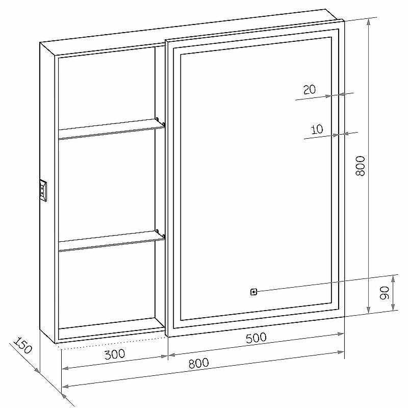 Зеркальный шкаф Континент Aperio LED 80 R МВК007 с подсветкой Белый, купить, цена, заказать, магазин, доставка, скидка, промокод, купить, цена, заказать, магазин, доставка, скидка, промокод