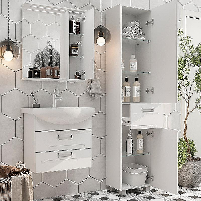 Зеркало со шкафом Volna Joli 60 R zsJOLI60.R-01 с подсветкой Белое, купить, цена, заказать, магазин, доставка, скидка, промокод, купить, цена, заказать, магазин, доставка, скидка, промокод