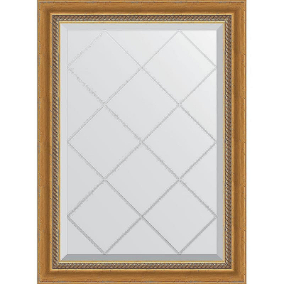 Зеркало Evoform Exclusive-G 86х63 BY 4088 с гравировкой в багетной раме - Состаренное золото с плетением 70