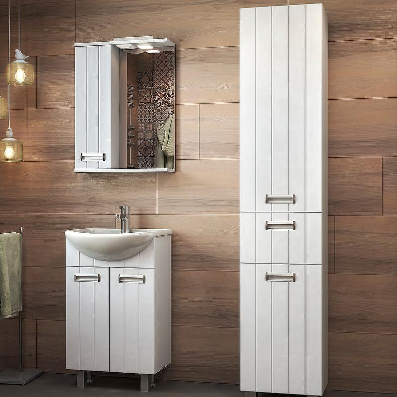 Зеркало со шкафом Vigo Diana 50 L z.DIA.50.L.El с подсветкой Белое, купить, цена, заказать, магазин, доставка, скидка, промокод, купить, цена, заказать, магазин, доставка, скидка, промокод