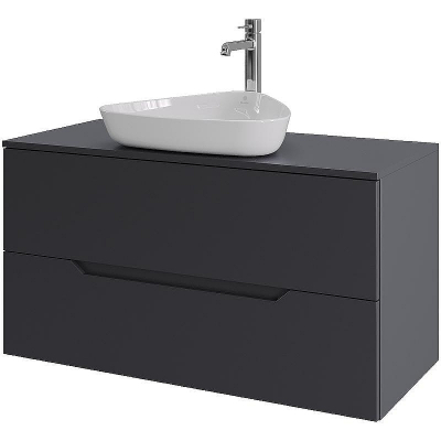 Тумба с раковиной Orange Line 100 Li-100TugMDF+B07-500W подвесная Графит матовый