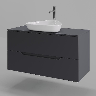 Тумба с раковиной Orange Line 100 Li-100TugMDF+B07-500W подвесная Графит матовый