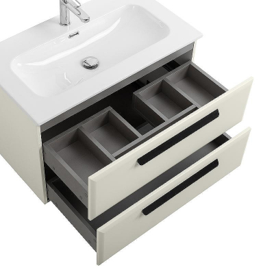 Тумба под раковину Cezares Eco-Cer-N 80 ECO-CER-N-800-2C-SO-AS-P подвесная Альпака брашированная без ручек