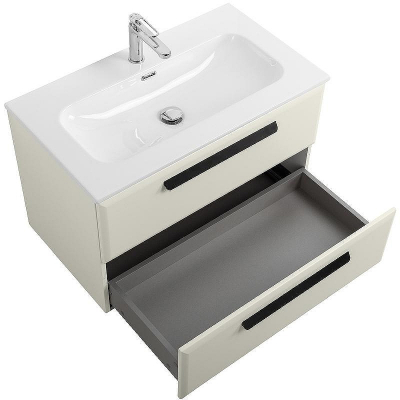 Тумба под раковину Cezares Eco-Cer-N 80 ECO-CER-N-800-2C-SO-AS-P подвесная Альпака брашированная без ручек