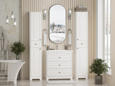 Шкаф пенал Misty Ларго 35 L Лар-05035-0101Л Белый матовый