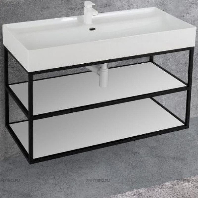 Консоль под раковину Cezares Cadro 100 CADRO-100/46/58-2C-SO-MET-ST Черная матовая, купить, цена, заказать, магазин, доставка, скидка, промокод, купить, цена, заказать, магазин, доставка, скидка, промокод