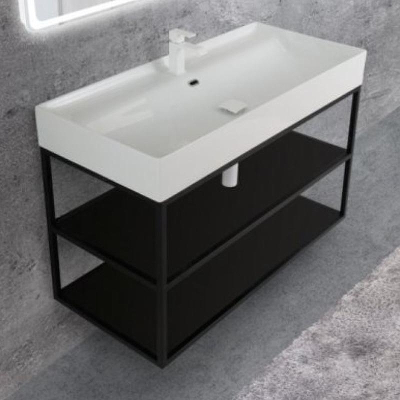 Консоль под раковину Cezares Cadro 100 CADRO-100/46/58-2C-SO-MET-ST Черная матовая, купить, цена, заказать, магазин, доставка, скидка, промокод, купить, цена, заказать, магазин, доставка, скидка, промокод