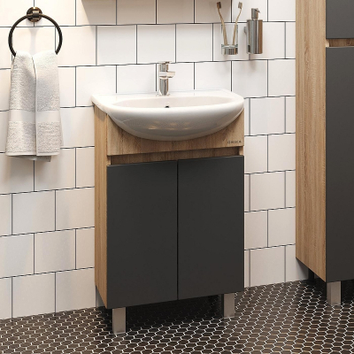 Тумба под раковину Onika Милтон 55 105560 цвет Дуб сонома Серый