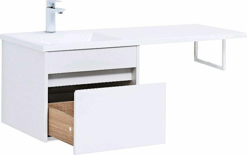 Тумба с раковиной Aquanet Токио 110 L 239208 подвесная Белая, купить, цена, заказать, магазин, доставка, скидка, промокод, купить, цена, заказать, магазин, доставка, скидка, промокод