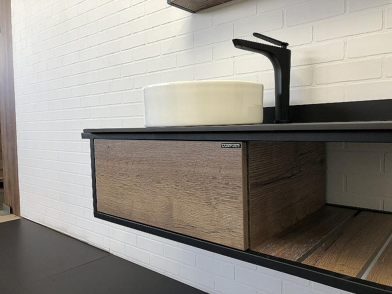 Тумба с раковиной Comforty Лиссабон 95 00-00006269 подвесная Дуб темный, купить, цена, заказать, магазин, доставка, скидка, промокод, купить, цена, заказать, магазин, доставка, скидка, промокод