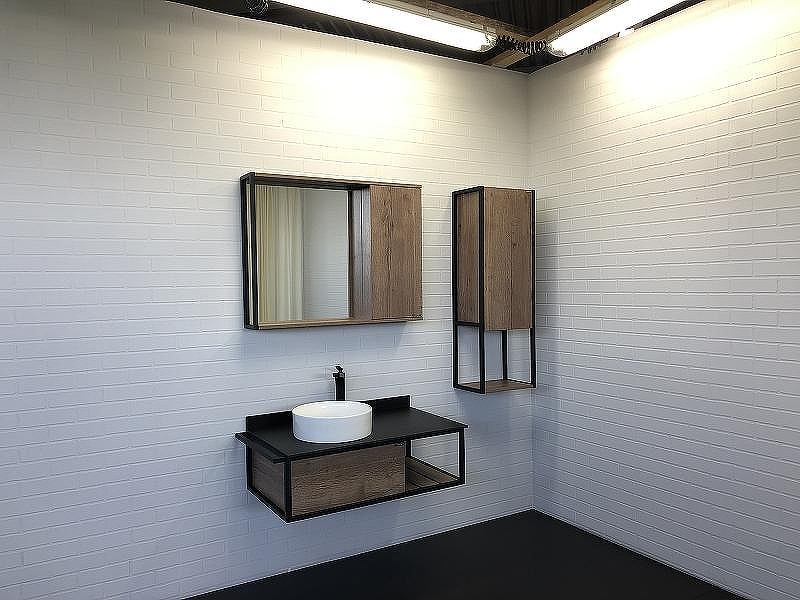 Тумба с раковиной Comforty Лиссабон 95 00-00006269 подвесная Дуб темный, купить, цена, заказать, магазин, доставка, скидка, промокод, купить, цена, заказать, магазин, доставка, скидка, промокод