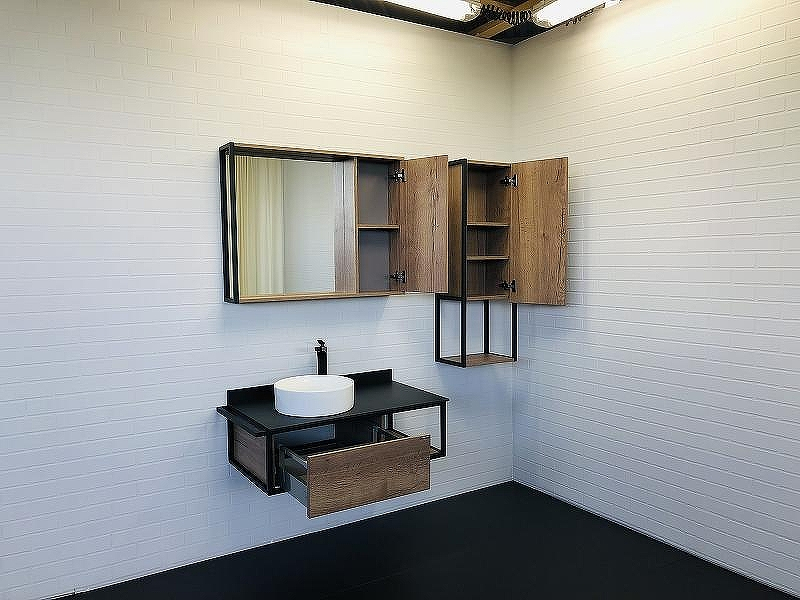 Тумба с раковиной Comforty Лиссабон 95 00-00006269 подвесная Дуб темный, купить, цена, заказать, магазин, доставка, скидка, промокод, купить, цена, заказать, магазин, доставка, скидка, промокод