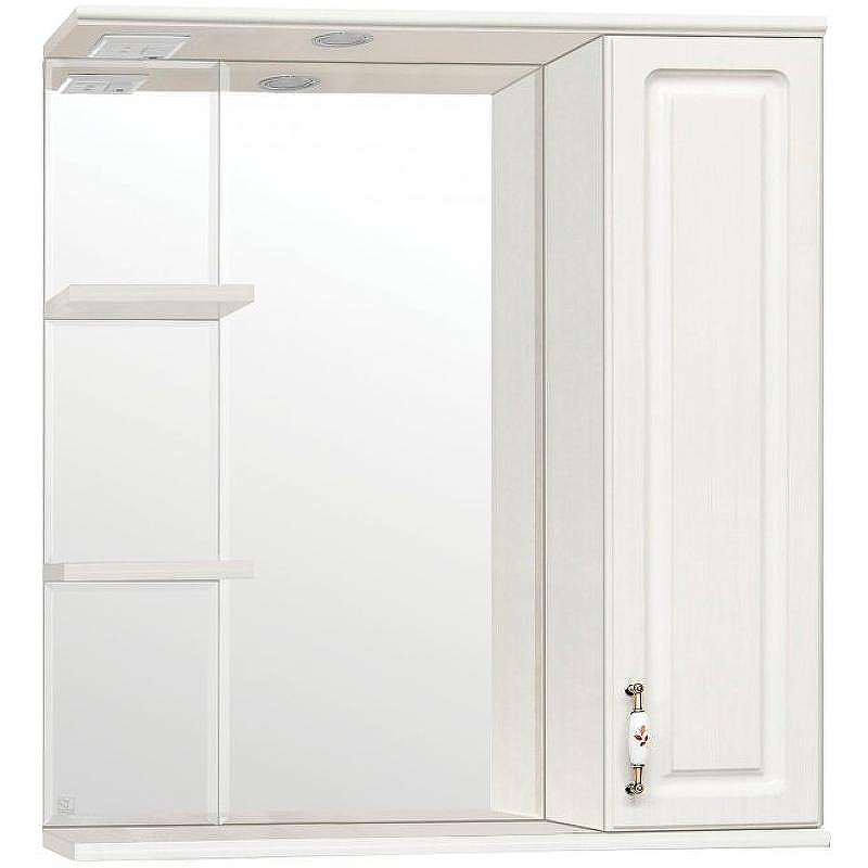 Зеркало со шкафом Style Line Олеандр 2 Люкс 75 ЛС-00000203 с подсветкой Рельеф пастель, купить, цена, заказать, магазин, доставка, скидка, промокод, купить, цена, заказать, магазин, доставка, скидка, промокод