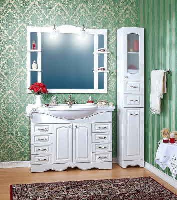 Тумба под раковину Бриклаер Анна 120 4627125411458 Белая глянцевая