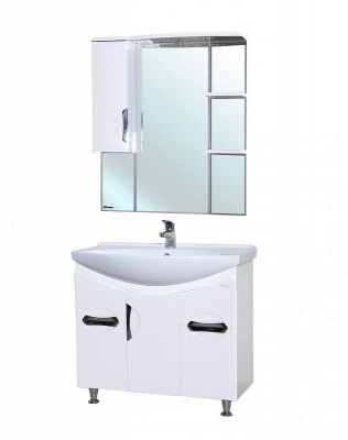 Зеркало со шкафом Bellezza Лагуна 85 L 4612114002014 с подсветкой L Белое