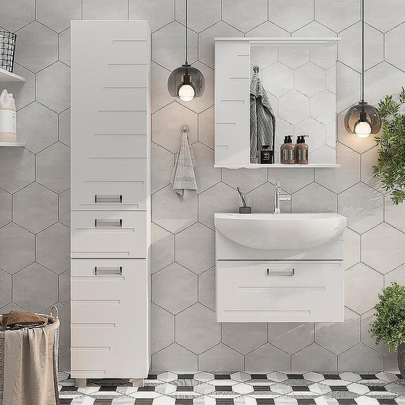 Зеркало со шкафом Volna Joli 70 L zsJOLI70.L-01 с подсветкой Белое, купить, цена, заказать, магазин, доставка, скидка, промокод, купить, цена, заказать, магазин, доставка, скидка, промокод