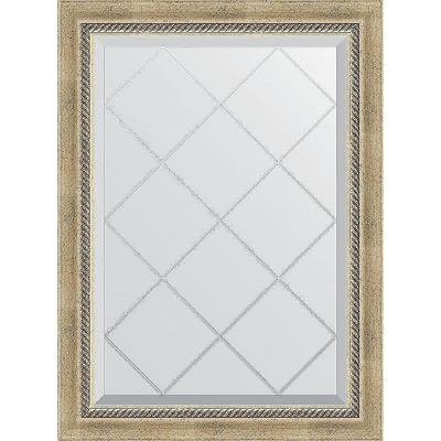 Зеркало Evoform Exclusive-G 86х63 BY 4089 с гравировкой в багетной раме - Состаренное серебро с плетением 70