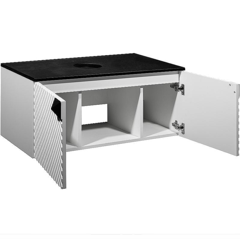 Тумба под раковину Runo Андорра 85 00-00002018 подвесная Белая матовая Черная, купить, цена, заказать, магазин, доставка, скидка, промокод, купить, цена, заказать, магазин, доставка, скидка, промокод