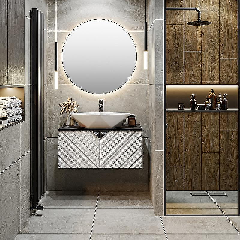 Тумба под раковину Runo Андорра 85 00-00002018 подвесная Белая матовая Черная, купить, цена, заказать, магазин, доставка, скидка, промокод, купить, цена, заказать, магазин, доставка, скидка, промокод