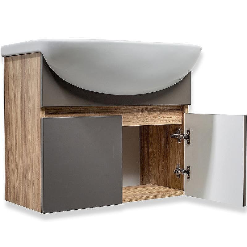 Тумба под раковину Runo Лада 50 00-00001367 подвесная Дуб серый Графит, купить, цена, заказать, магазин, доставка, скидка, промокод, купить, цена, заказать, магазин, доставка, скидка, промокод