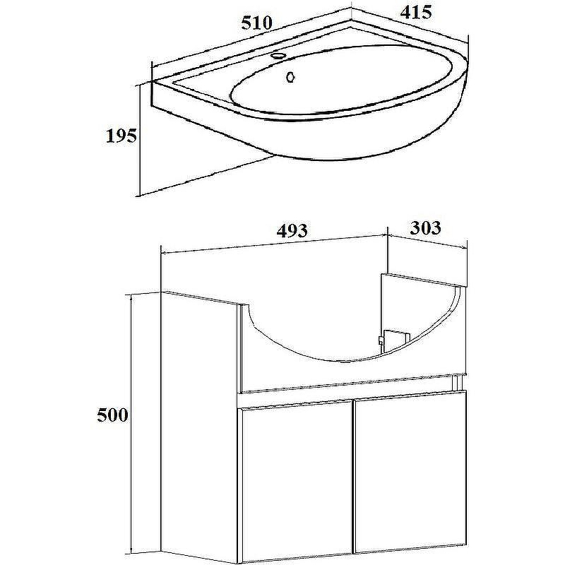 Тумба под раковину Runo Лада 50 00-00001367 подвесная Дуб серый Графит, купить, цена, заказать, магазин, доставка, скидка, промокод, купить, цена, заказать, магазин, доставка, скидка, промокод
