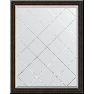 Зеркало Evoform Exclusive-G 119х94 BY 4537 с гравировкой в багетной раме - Черное дерево с золотом 71