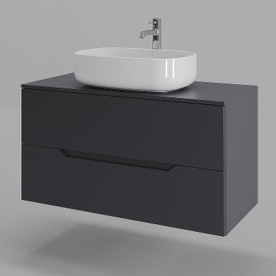 Тумба с раковиной Orange Line 100 Li-100TugMDF+B07-540W подвесная Графит матовый