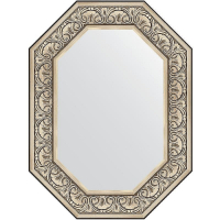 Зеркало Evoform Polygon 80х60 BY 7245 в багетной раме - Барокко серебро 106, купить, цена, заказать, магазин, доставка, скидка, промокод, купить, цена, заказать, магазин, доставка, скидка, промокод