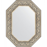Зеркало Evoform Polygon 80х60 BY 7245 в багетной раме - Барокко серебро 106, купить, цена, заказать, магазин, доставка, скидка, промокод, купить, цена, заказать, магазин, доставка, скидка, промокод