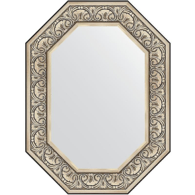 Зеркало Evoform Polygon 80х60 BY 7245 в багетной раме - Барокко серебро 106