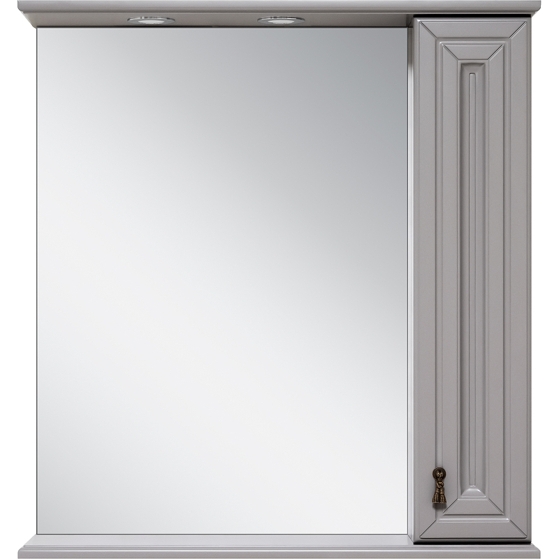 Зеркало со шкафом Misty Лувр 75 R П-Лвр03075-1504П с подсветкой Серое, купить, цена, заказать, магазин, доставка, скидка, промокод, купить, цена, заказать, магазин, доставка, скидка, промокод