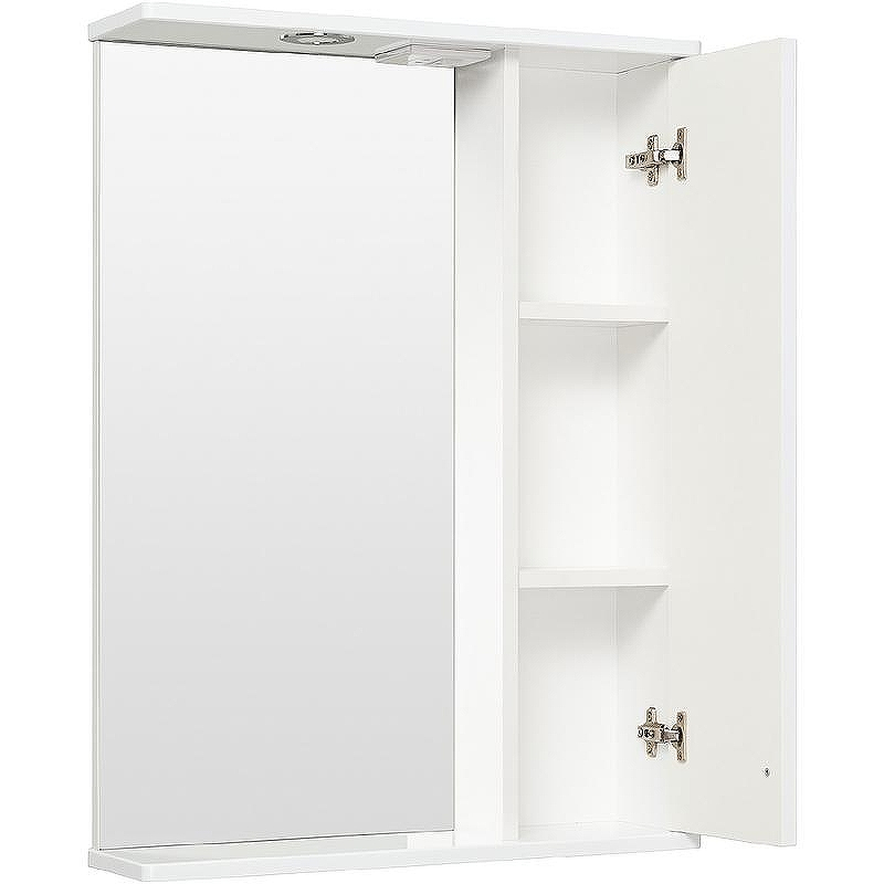 Зеркало со шкафом Runo Мерида 58 R 00-00000740 с подсветкой Белое, купить, цена, заказать, магазин, доставка, скидка, промокод, купить, цена, заказать, магазин, доставка, скидка, промокод