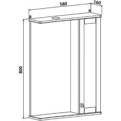 Зеркало со шкафом Runo Мерида 58 R 00-00000740 с подсветкой Белое