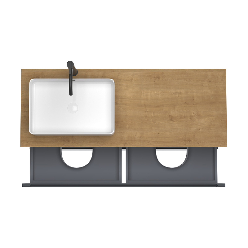 Тумба под раковину ЗОВ Дион 120 D120GD подвесная цвет Графит матовый Дуб медовый, купить, цена, заказать, магазин, доставка, скидка, промокод, купить, цена, заказать, магазин, доставка, скидка, промокод