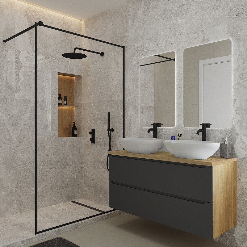 Тумба под раковину ЗОВ Дион 120 D120GD подвесная цвет Графит матовый Дуб медовый, купить, цена, заказать, магазин, доставка, скидка, промокод, купить, цена, заказать, магазин, доставка, скидка, промокод