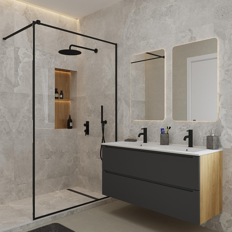 Тумба под раковину ЗОВ Дион 120 D120GD подвесная цвет Графит матовый Дуб медовый, купить, цена, заказать, магазин, доставка, скидка, промокод, купить, цена, заказать, магазин, доставка, скидка, промокод