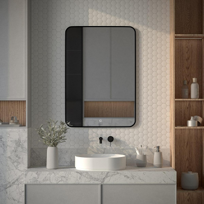 Зеркало Defesto Aura 70х100 DF 2979S с подсветкой 32W-3000K/Сенсорный выключатель/Теплый белый свет/Черная рама