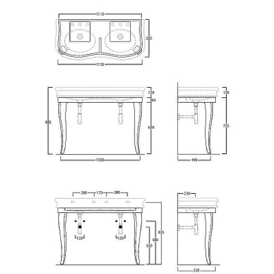 Консоль под раковину Simas Lante 120 LAM120 bi Белая глянцевая