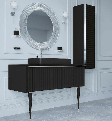 Шкаф пенал Boheme Armadi Art Vallessi Avantgarde Canale 35 846-BCR подвесной Черный Хром