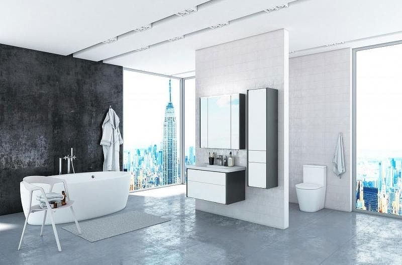 Тумба под раковину Roca Ronda 80 ZRU9302965 подвесная Белый глянец Антрацит, купить, цена, заказать, магазин, доставка, скидка, промокод, купить, цена, заказать, магазин, доставка, скидка, промокод