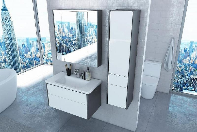 Тумба под раковину Roca Ronda 80 ZRU9302965 подвесная Белый глянец Антрацит, купить, цена, заказать, магазин, доставка, скидка, промокод, купить, цена, заказать, магазин, доставка, скидка, промокод