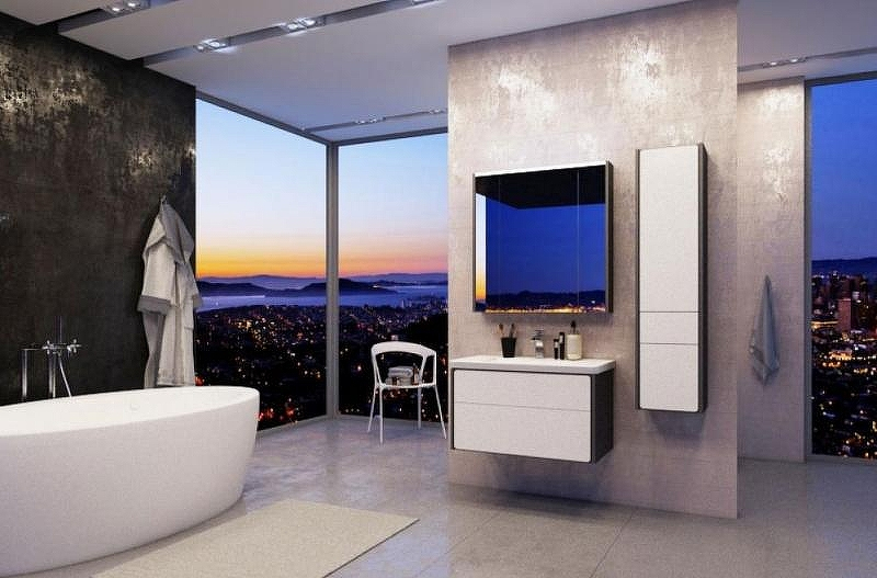 Тумба под раковину Roca Ronda 80 ZRU9302965 подвесная Белый глянец Антрацит, купить, цена, заказать, магазин, доставка, скидка, промокод, купить, цена, заказать, магазин, доставка, скидка, промокод