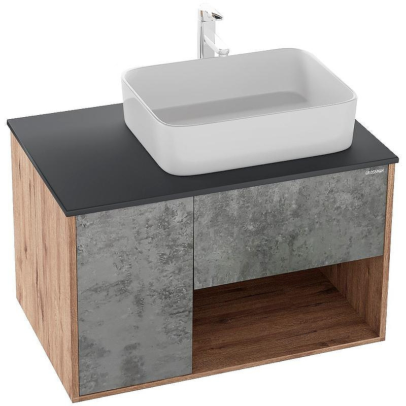 Тумба под раковину Grossman Бруно 80 108008 подвесная Веллингтон Бетон, купить, цена, заказать, магазин, доставка, скидка, промокод, купить, цена, заказать, магазин, доставка, скидка, промокод