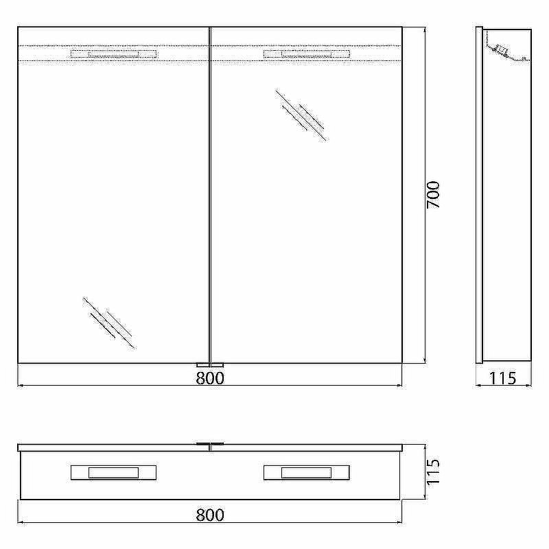 Зеркальный шкаф BelBagno 80 SPC-2A-DL-BL-800 с подсветкой Сатин, купить, цена, заказать, магазин, доставка, скидка, промокод, купить, цена, заказать, магазин, доставка, скидка, промокод