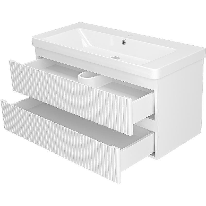 Тумба с раковиной Brevita Victory 105 УТ000015996 подвесная Белая матовая, купить, цена, заказать, магазин, доставка, скидка, промокод, купить, цена, заказать, магазин, доставка, скидка, промокод