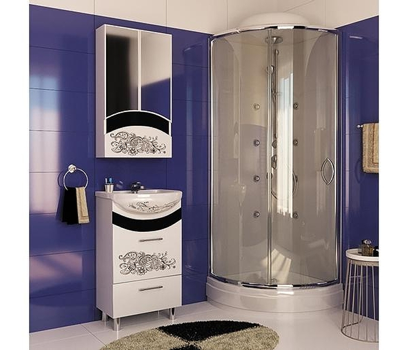 Зеркальный шкаф Mixline Радуга 46 528042 Белый Черный Цветы, купить, цена, заказать, магазин, доставка, скидка, промокод, купить, цена, заказать, магазин, доставка, скидка, промокод