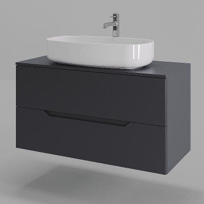 Тумба с раковиной Orange Line 100 Li-100TugMDF+B07-675W подвесная Графит матовый